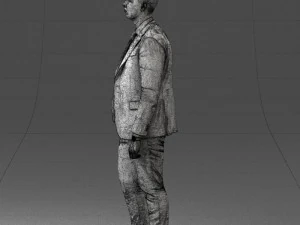 000257 Businessman in Blue Suit with Tie 0305 3D Model