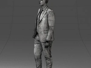 000257 Businessman in Blue Suit with Tie 0305 3D Model