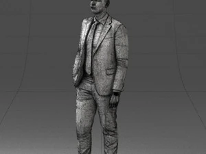 000257 Businessman in Blue Suit with Tie 0305 3D Model