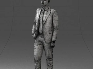 000257 Businessman in Blue Suit with Tie 0305 3D Model