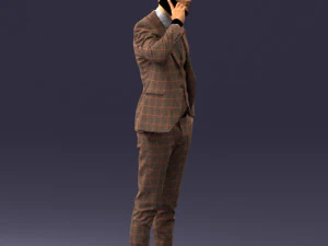 000254 Businessman in Suit Talking on Phone 0220 3D Model