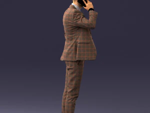 000254 Businessman in Suit Talking on Phone 0220 3D Model