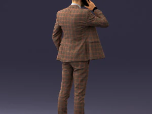 000254 Businessman in Suit Talking on Phone 0220 3D Model