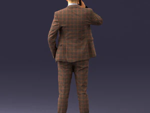 000254 Businessman in Suit Talking on Phone 0220 3D Model