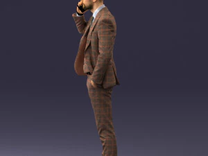 000254 Businessman in Suit Talking on Phone 0220 3D Model