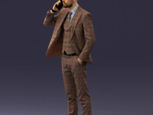 000254 Businessman in Suit Talking on Phone 0220 3D Model