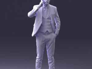 000254 Businessman in Suit Talking on Phone 0220 3D Model