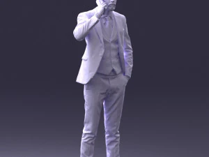 000254 Businessman in Suit Talking on Phone 0220 3D Model
