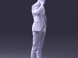 000254 Businessman in Suit Talking on Phone 0220 3D Model