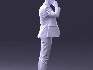 000254 Businessman in Suit Talking on Phone 0220 3D Model