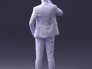 000254 Businessman in Suit Talking on Phone 0220 3D Model