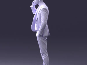 000254 Businessman in Suit Talking on Phone 0220 3D Model