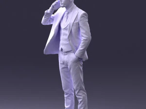 000254 Businessman in Suit Talking on Phone 0220 3D Model