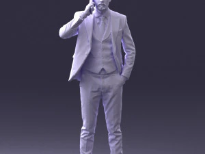 000254 Businessman in Suit Talking on Phone 0220 3D Model