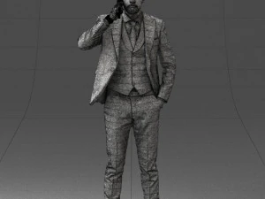 000254 Businessman in Suit Talking on Phone 0220 3D Model