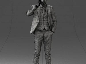 000254 Businessman in Suit Talking on Phone 0220 3D Model