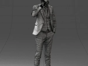 000254 Businessman in Suit Talking on Phone 0220 3D Model