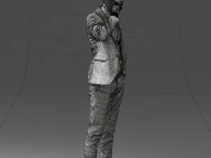000254 Businessman in Suit Talking on Phone 0220 3D Model