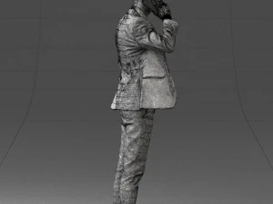 000254 Businessman in Suit Talking on Phone 0220 3D Model