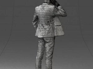 000254 Businessman in Suit Talking on Phone 0220 3D Model