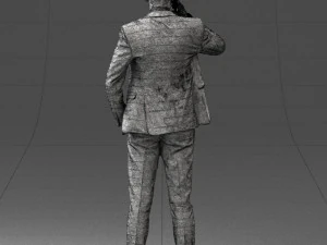 000254 Businessman in Suit Talking on Phone 0220 3D Model