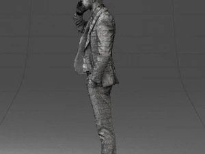 000254 Businessman in Suit Talking on Phone 0220 3D Model