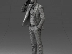 000254 Businessman in Suit Talking on Phone 0220 3D Model