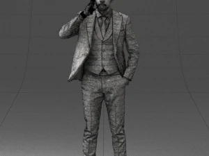 000254 Businessman in Suit Talking on Phone 0220 3D Model