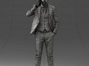 000254 Businessman in Suit Talking on Phone 0220 3D Model