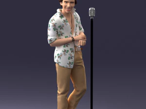 000263 Male Singer with Microphone 0430 3D Model