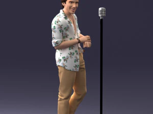 000263 Male Singer with Microphone 0430 3D Model
