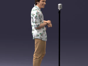 000263 Male Singer with Microphone 0430 3D Model