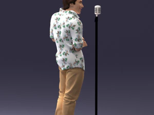000263 Male Singer with Microphone 0430 3D Model