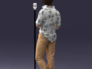 000263 Male Singer with Microphone 0430 3D Model