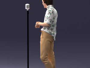 000263 Male Singer with Microphone 0430 3D Model