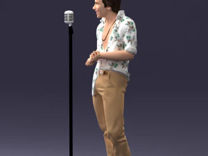 000263 Male Singer with Microphone 0430 3D Model