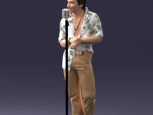000263 Male Singer with Microphone 0430 3D Model