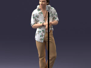 000263 Male Singer with Microphone 0430 3D Model