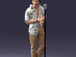 000263 Male Singer with Microphone 0430 3D Model