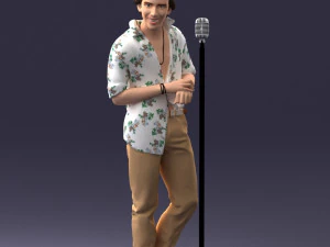 000263 Male Singer with Microphone 0430 3D Model