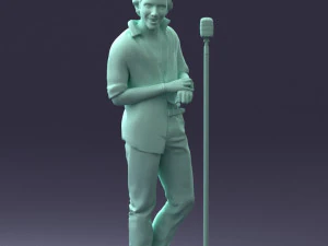 000263 Male Singer with Microphone 0430 3D Model