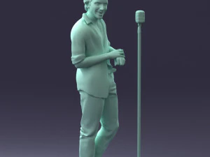 000263 Male Singer with Microphone 0430 3D Model