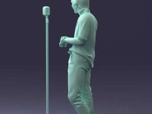 000263 Male Singer with Microphone 0430 3D Model