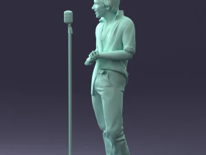 000263 Male Singer with Microphone 0430 3D Model