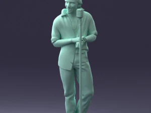 000263 Male Singer with Microphone 0430 3D Model