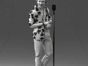 000263 Male Singer with Microphone 0430 3D Model