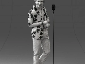 000263 Male Singer with Microphone 0430 3D Model