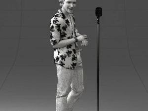 000263 Male Singer with Microphone 0430 3D Model