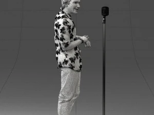 000263 Male Singer with Microphone 0430 3D Model
