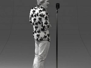 000263 Male Singer with Microphone 0430 3D Model